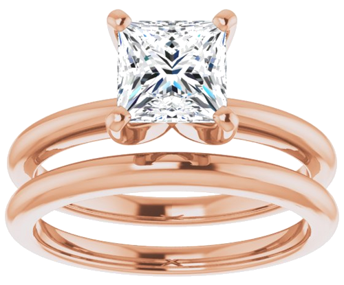 14K Rose  6 mm Square Solitaire Engagement Ring Mounting (8)