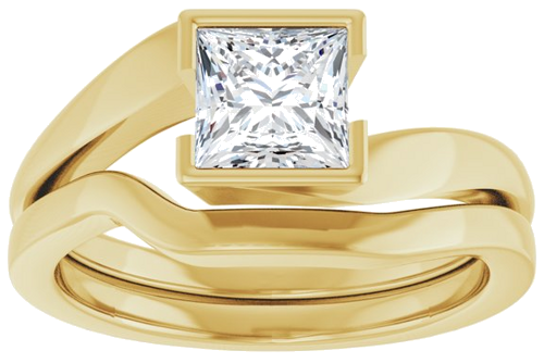 Sužadėtuvių Žiedas „Half-Bezel Solitaire“ 10k yellow gold Square 5.5mm (8)