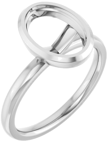 Sužadėtuvių Žiedas „Bezel-Set Solitaire“ 14k white gold Oval 10mm x 7mm (1)