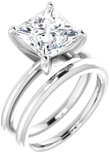 14K White  8 mm Square Solitaire Engagement Ring Mounting (6)