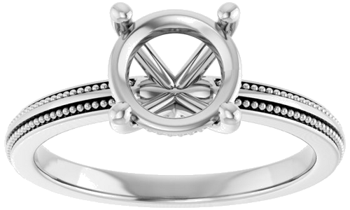 Sužadėtuvių Žiedas „Solitaire Milgrain“ 14k white gold Round 7.4mm (3)