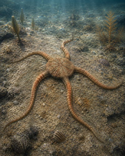 Ofiūras fosilija (Ophiuroidea), Maroka, 485–443 milj. g. (3)