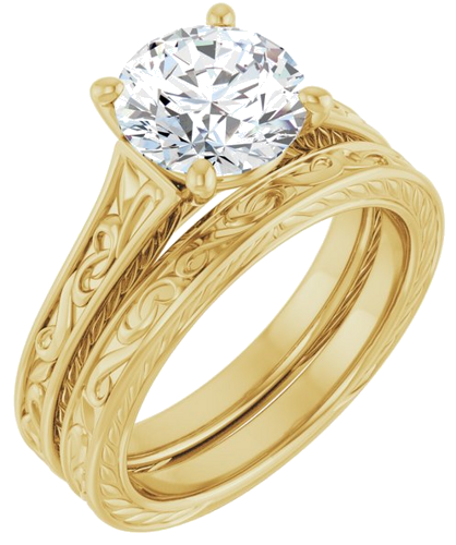 Sužadėtuvių Žiedas „Solitaire Scroll“ 14k yellow gold Round 8.2mm (6)