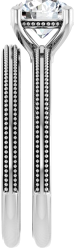 Sužadėtuvių Žiedas „Solitaire Milgrain“ 14k white gold Round 6.5mm (9)