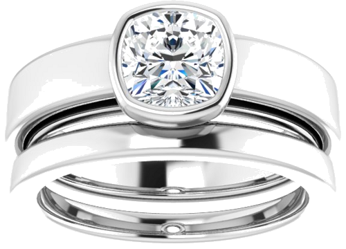 Sužadėtuvių Žiedas „Bezel-Set Solitaire“ 14k white gold Cushion 6mm (8)