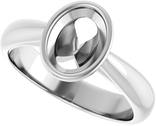 Sužadėtuvių Žiedas „Bezel-Set Solitaire“ 14k white gold Oval 8mm x 6mm (5)