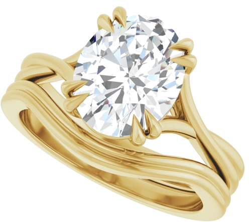 Sužadėtuvių Žiedas „Double Claw-Prong Solitaire Criss-Cross“ 14k yellow gold Oval 10mm x 8mm (10)