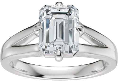 Sužadėtuvių Žiedas „Claw-Prong Split Shank Solitaire“ 14k white gold Emerald 9mm x 7mm (3)