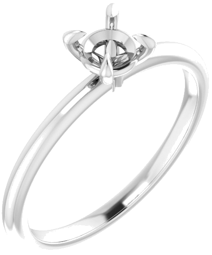 14K White  4.8 mm Round Solitaire Engagement Ring Mounting (1)
