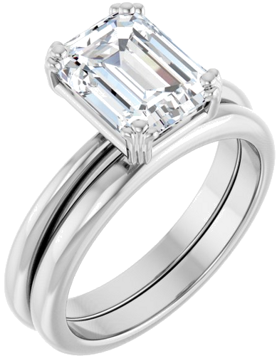 Sužadėtuvių Žiedas „Solitaire“ 14k white gold Emerald 9mm x 7mm (6)