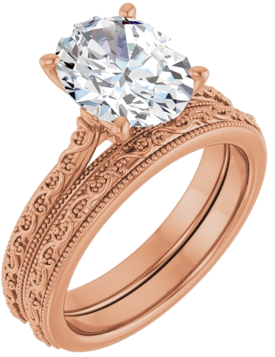 14K Rose  10x8 mm Oval Solitaire Engagement Ring Mounting (6)