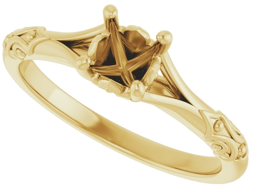 14K Yellow 5.2 mm Round Solitaire Engagement Ring Mounting (5)