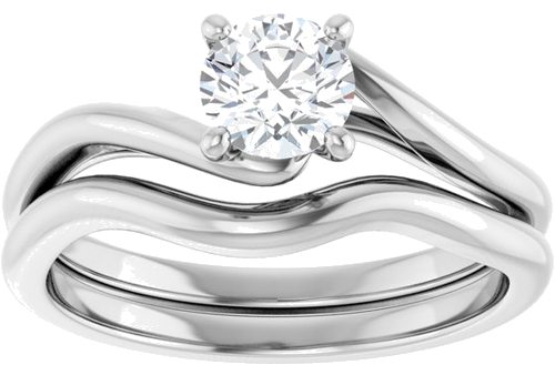 Sužadėtuvių Žiedas „Bypass“ 14k white gold Round 5.2mm (8)