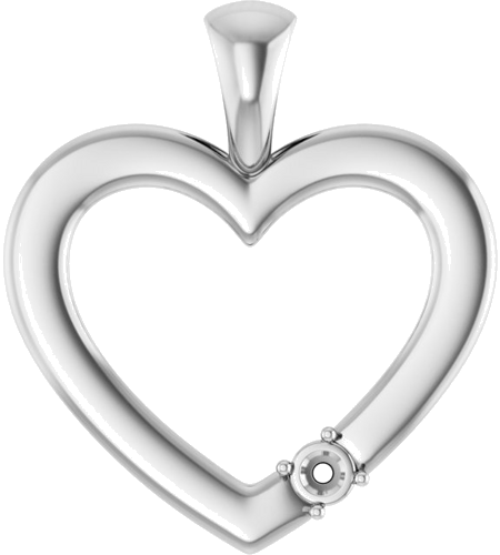 14K White 2.5 mm Round 1-Stone Family Heart Pendant Mounting (1)