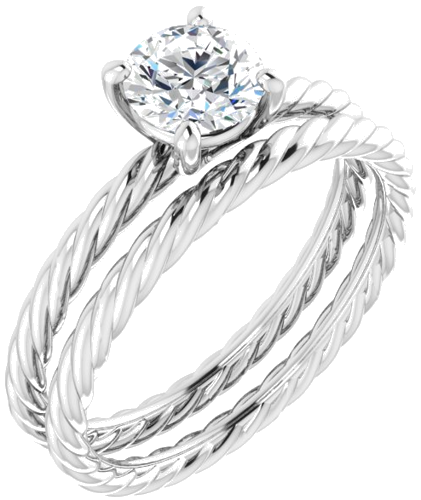 Sužadėtuvių Žiedas „Solitaire“ 585 Baltojo Aukso Round 5.8mm (6)