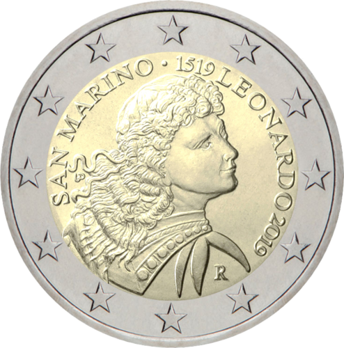 2019 Сан-Марино Леонардо Да Винчи монета 2 евро (3)
