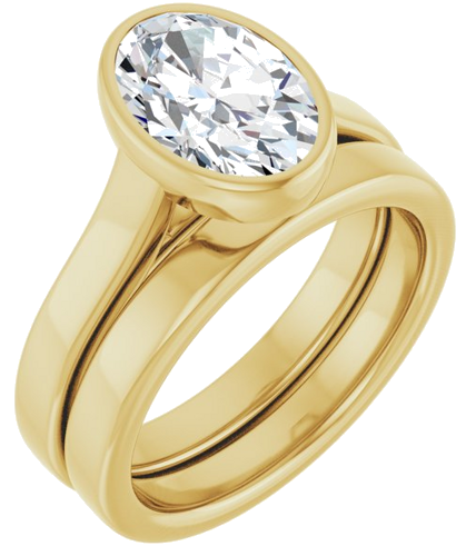 Sužadėtuvių Žiedas „Bezel-Set Solitaire“ 14k yellow gold Oval 10mm x 7mm (6)