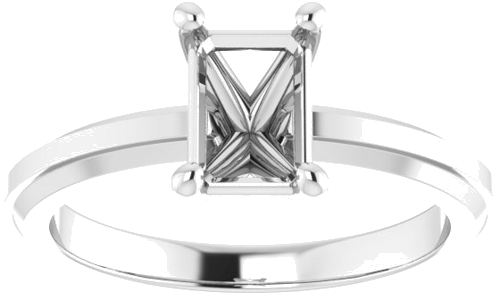 14K White 7x5 mm Emerald Solitaire Engagement Ring Mounting (3)