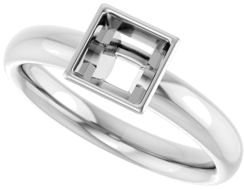 14K White 5 mm Square Engagement Ring Mounting (5)