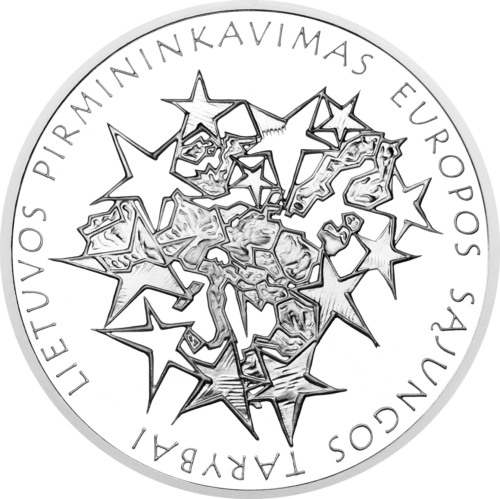 2013 Председательство Литвы в Совете ЕС 50 литов серебряная монета (1)
