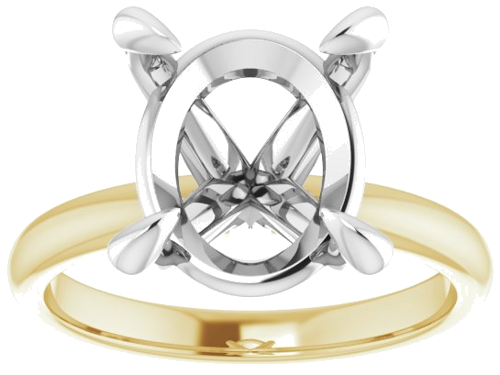 Sužadėtuvių Žiedas „Solitaire“ 585 Baltojo Ir Geltonojo Aukso Oval 12mm x 10mm (3)