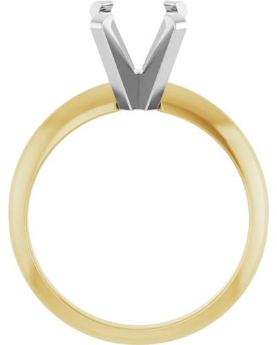 14K Yellow White 8x6 mm Emerald Solitaire Engagement Ring Mounting (2)