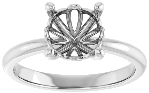 14K White 8 mm Round Solitaire Engagement Ring Mounting (3)