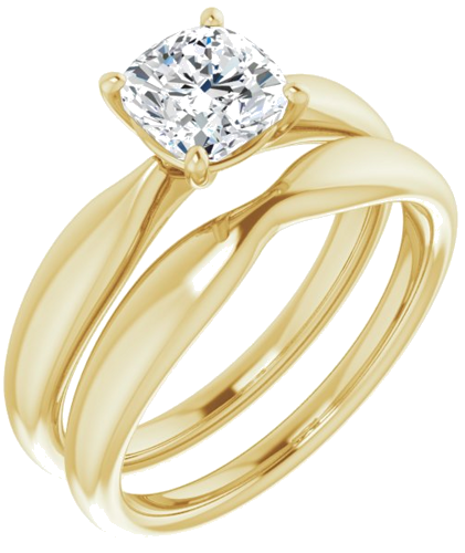 Sužadėtuvių Žiedas 14k yellow gold Cushion 6mm (6)