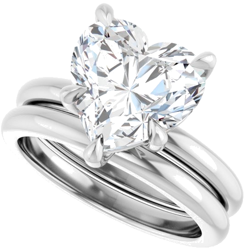 14K White 10x10 mm Heart Solitaire Engagement Ring Mounting (10)