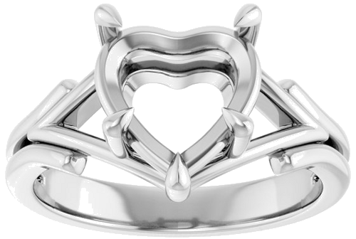 14K White 9x9 mm Heart Solitaire Engagement Ring Mounting (3)