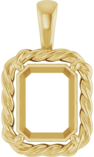 Pakabukas „Rope Solitaire Charm“ 14k yellow gold Emerald 10mm x 8mm (1)