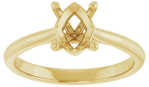 14K Yellow 8x6 mm Oval Solitaire Engagement Ring Mounting (3)