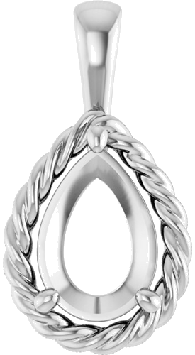 14K White  10x7 mm Pear Pendant Mounting (1)
