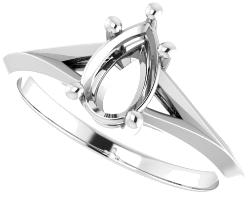 Sterling Silver 8x5 mm Pear Solitaire Engagement Ring Mounting (5)