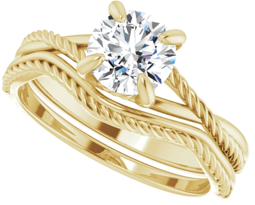 Sužadėtuvių Žiedas „Claw-Prong Solitaire Rope“ 14k yellow gold Round 6.5mm (10)