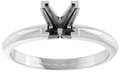 14K White 5.5 mm Square V-End 4-Prong Engagement Ring Mounting (3)