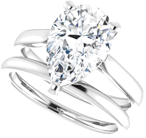 Platinum 12x8 mm Pear Engagement Ring Mounting (10)