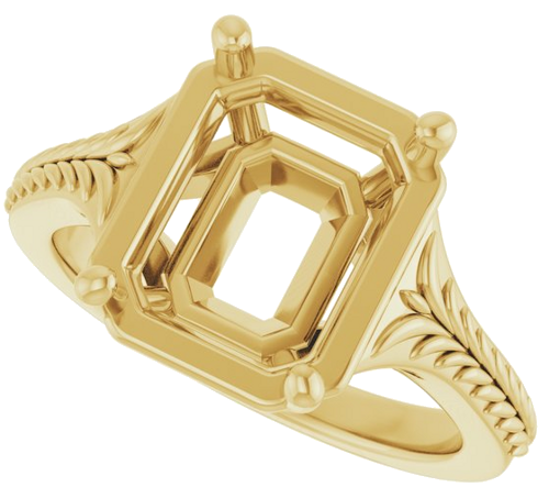 Sužadėtuvių Žiedas „Solitaire“ 14k yellow gold Emerald 10mm x 8mm (5)