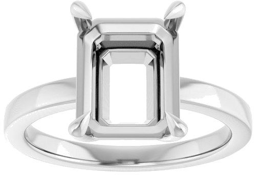 Sužadėtuvių Žiedas „Claw-Prong Solitaire“ 14k white gold Emerald 10mm x 8mm (3)
