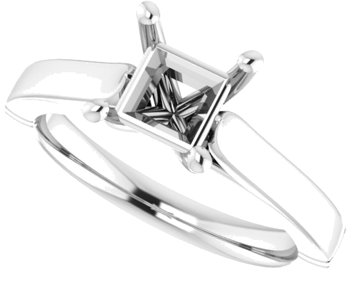 14K White  5.5 mm Square Solitaire Engagement Ring Mounting (5)