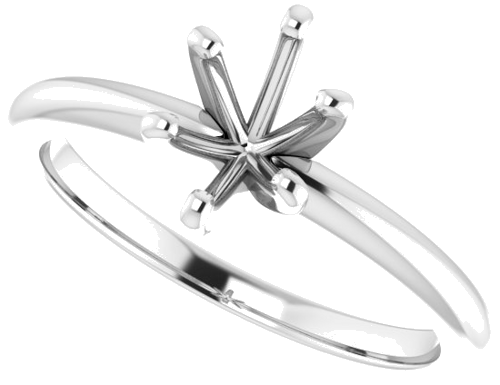 14K White  7x5 mm Oval Solitaire Engagement Ring Mounting (5)