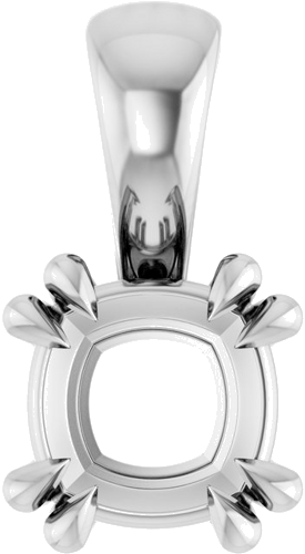 Pakabukas „Double Claw-Prong Solitaire“ 10k white gold Cushion 5mm (1)