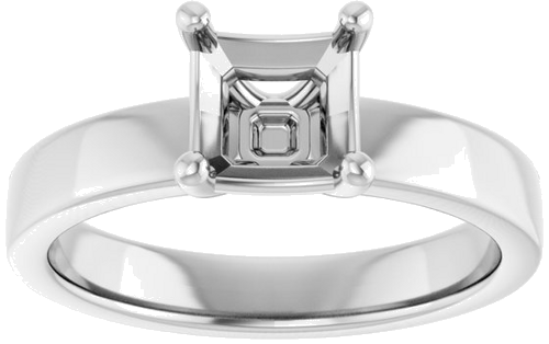 Sterling Silver 6 mm Asscher Solitaire Engagement Ring Mounting (3)