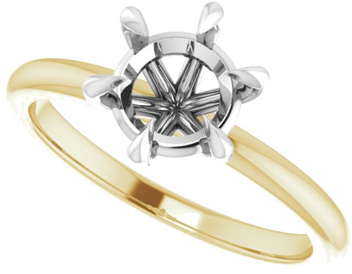 Sužadėtuvių Žiedas „Claw-Prong“ 14k yellow/white gold Round 7mm (5)