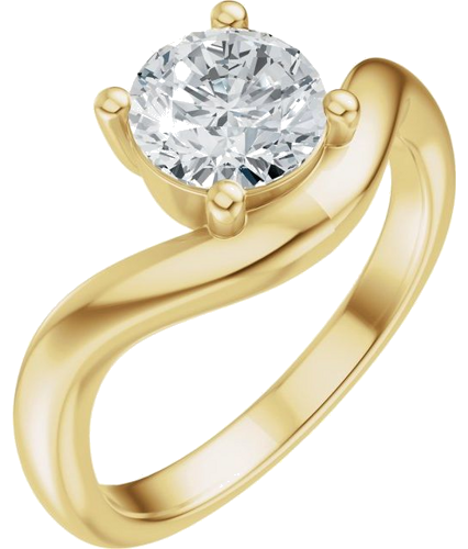 Sužadėtuvių Žiedas „Solitaire Asymmetric“ 14k yellow gold Round 6.5mm (1)