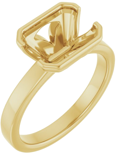 Sužadėtuvių Žiedas „Half-Bezel Solitaire“ 14k yellow gold Emerald 9mm x 7mm (1)