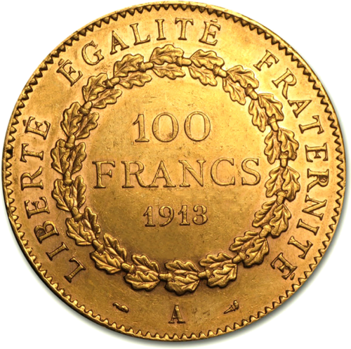 100 Francs Angel (Genius) gold coin 1871-1898 French Empire (3)