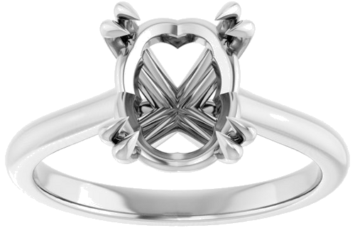 14K White 10x8 mm Oval Solitaire Engagement Ring Mounting (3)