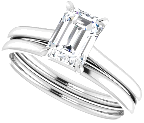 Sužadėtuvių Žiedas „Claw-Prong Solitaire“ 950 Platinos Emerald 7mm x 5mm (10)