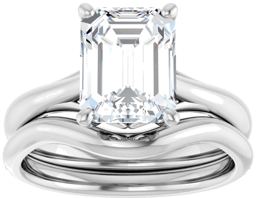 Sužadėtuvių Žiedas „Solitaire“ 14k white gold Emerald 9mm x 7mm (8)